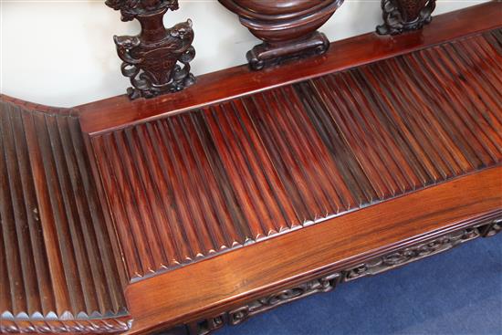 A Chinese huanghuali and hongmu chaise longue, late 19th / early 20th century, L.180cm